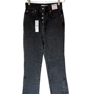 16. NWT Topshop Black Button Fly Jeans with Spilts on Sides